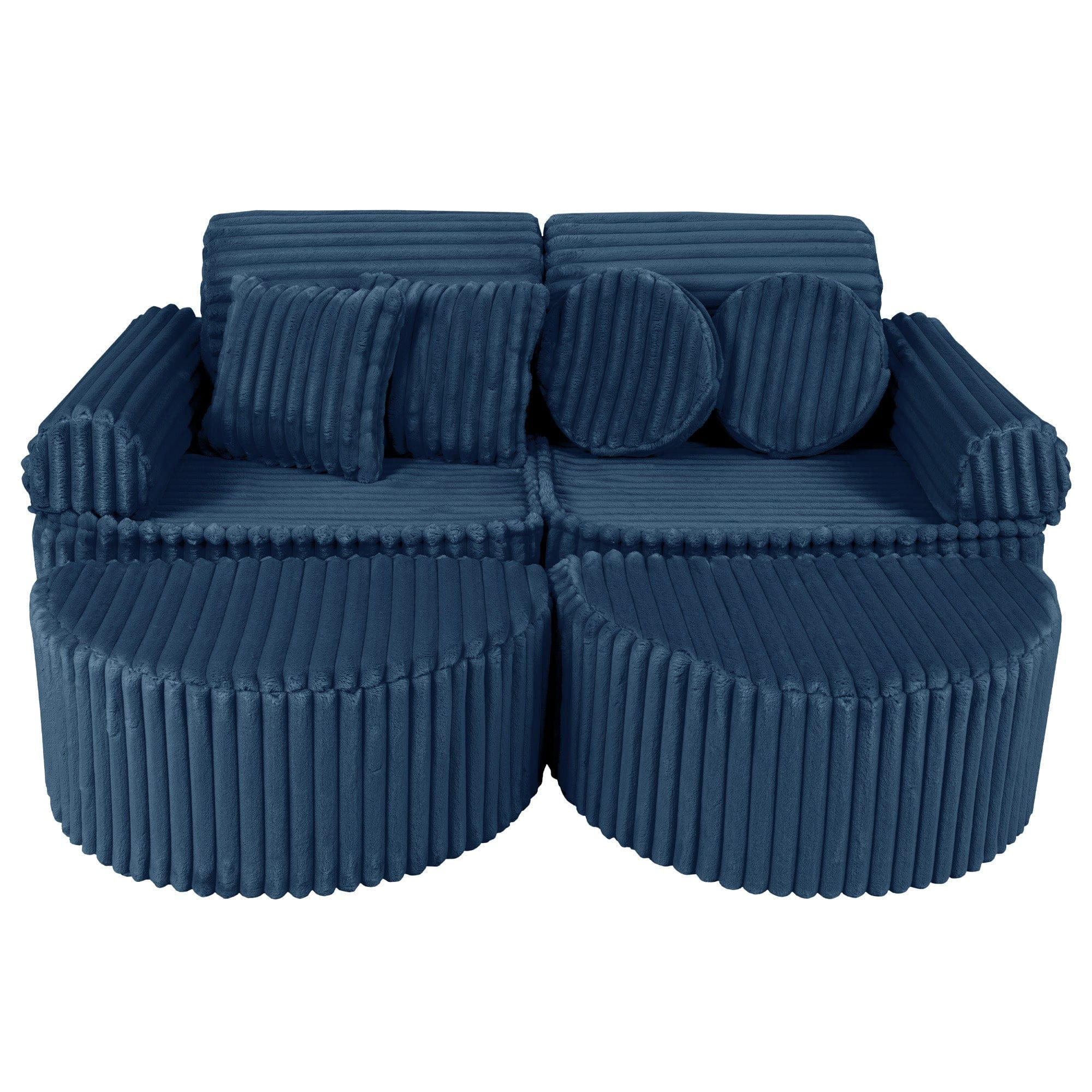 KINDERSOFA Pocket Max modular 12-tlg. aus Plüschcord in Mitternachtsblau - Beere, Textil (120/25/60cm) - MeowBaby