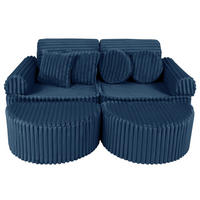KINDERSOFA Pocket Max modular 12-tlg. aus Plüschcord in Mitternachtsblau - Beere, Textil (120/25/60cm) - MeowBaby