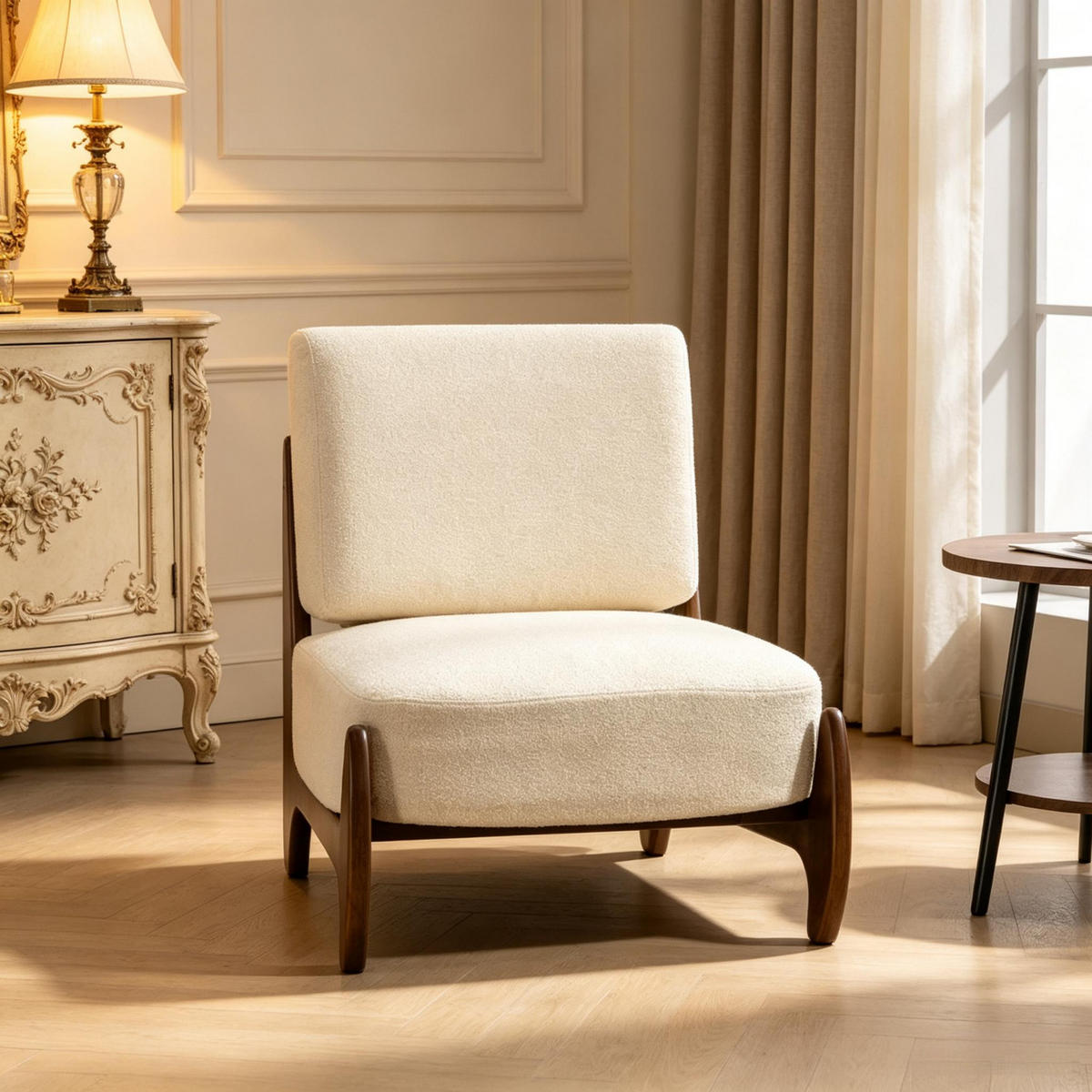 SESSEL Chenille-Bezug mit dicken Kissen, DE-42179, Creme - Creme, Holzwerkstoff (72/81/73.5cm) - ComfortXL