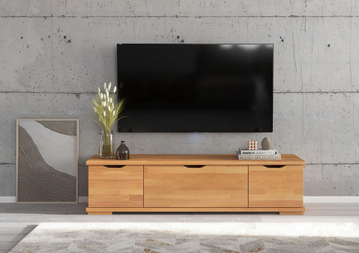 MASSIVHOLZ-TV-SCHRANK Arhus, Buche - lackiert, Naturfarben - Buchefarben, Holz/Buchenholz (157.2/38.5/45cm) - Visby