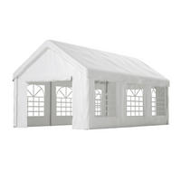 KLEINGARAGE aus PE Rattan, Eisen & wasserdichtem Stoff 3x6 m in Weiß - Weiß, Metall (299/283/598cm) - Modfu