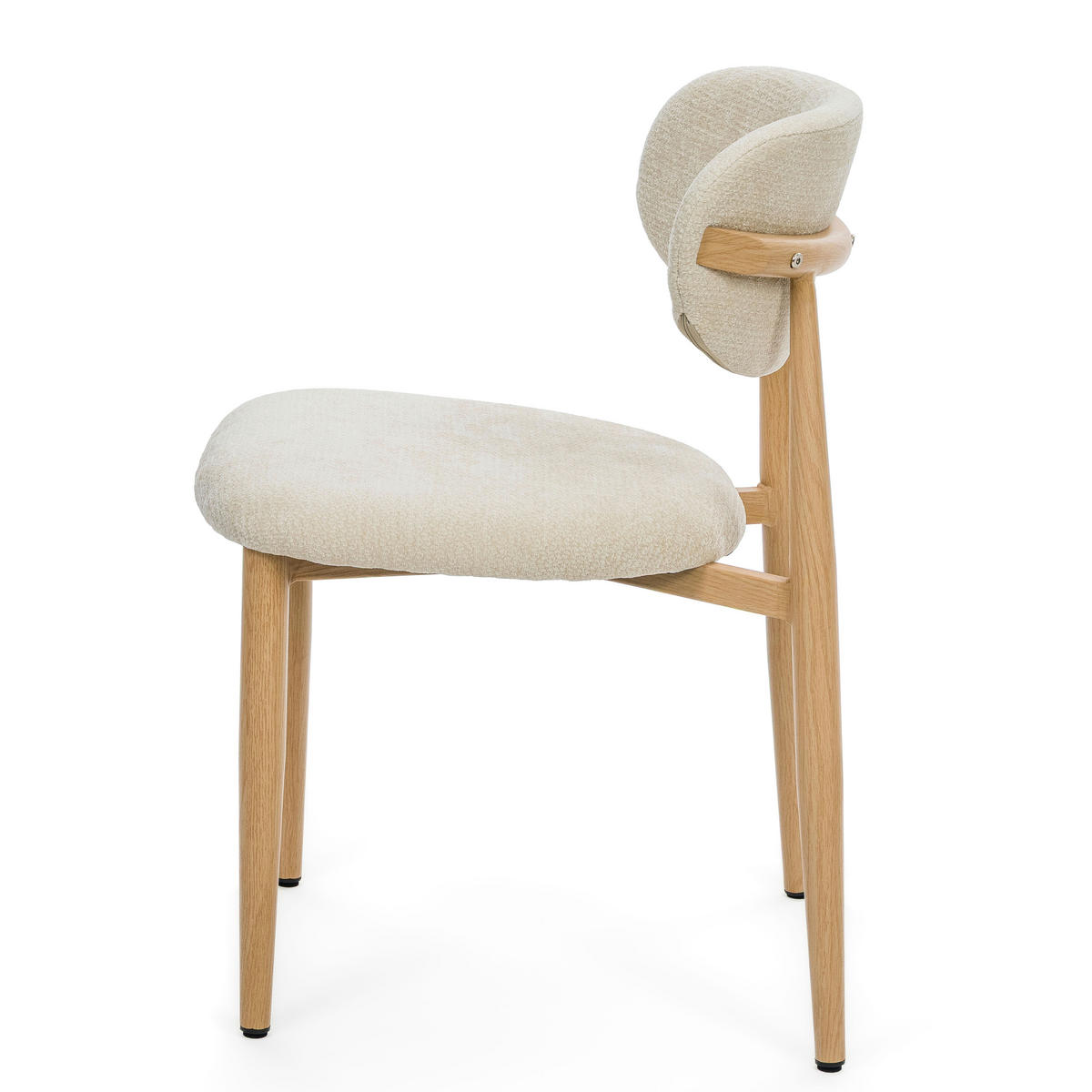 STUHL ALMO gepolstert Beine in Holzoptik - creme - Chenille - Eichefarben/Creme, Textil/Metall (47/77/54cm) - NEW HOME