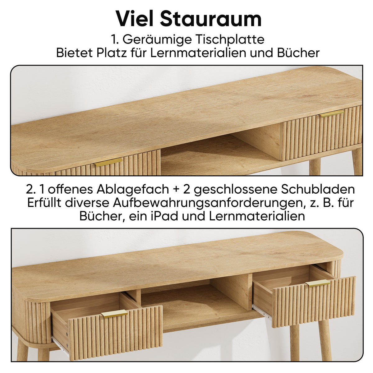 KONZOLOVÝ STOLEK Mid-century se 2 zásuvkami, dubový dekor - barva dubu, kompozitní dřevo (35/120/77.6cm) - Urban Meuble