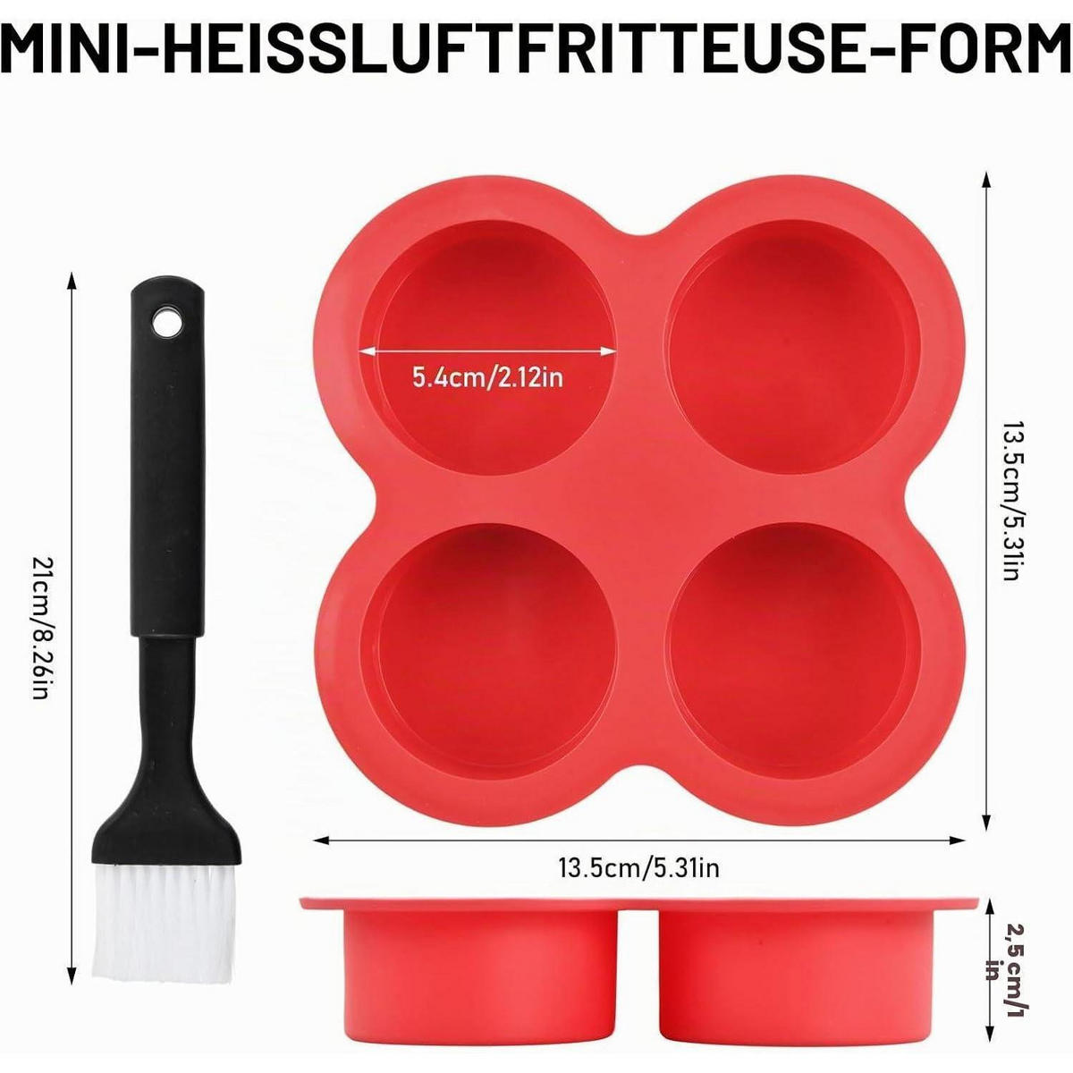 MUFFINFORM Set mit Backpinsel Rot - Rot, Kunststoff (13.5/2.5/13.5cm)