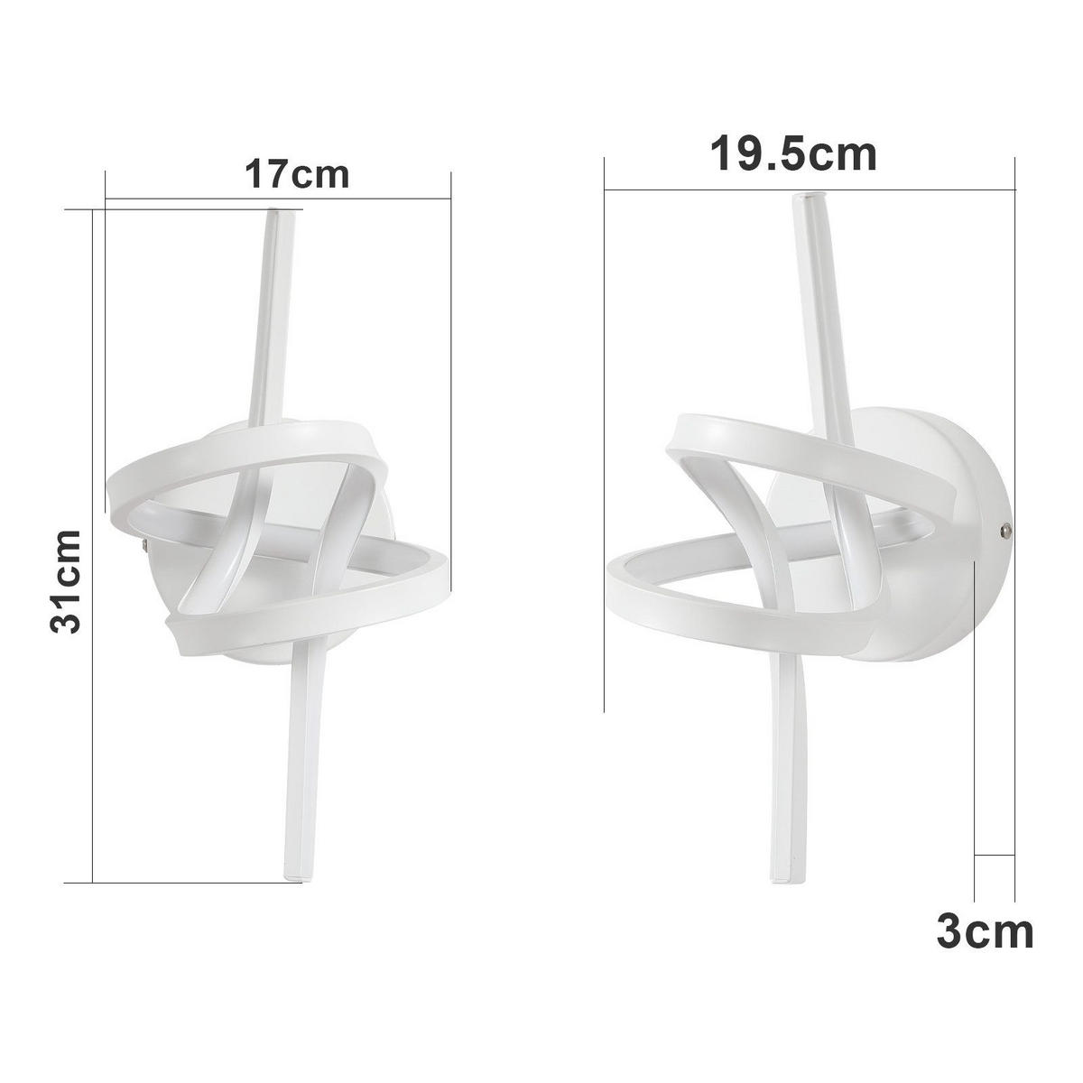LED WANDLEUCHTE Nassar - Weiß, Metall (31/19.5/17cm) - Nettlife