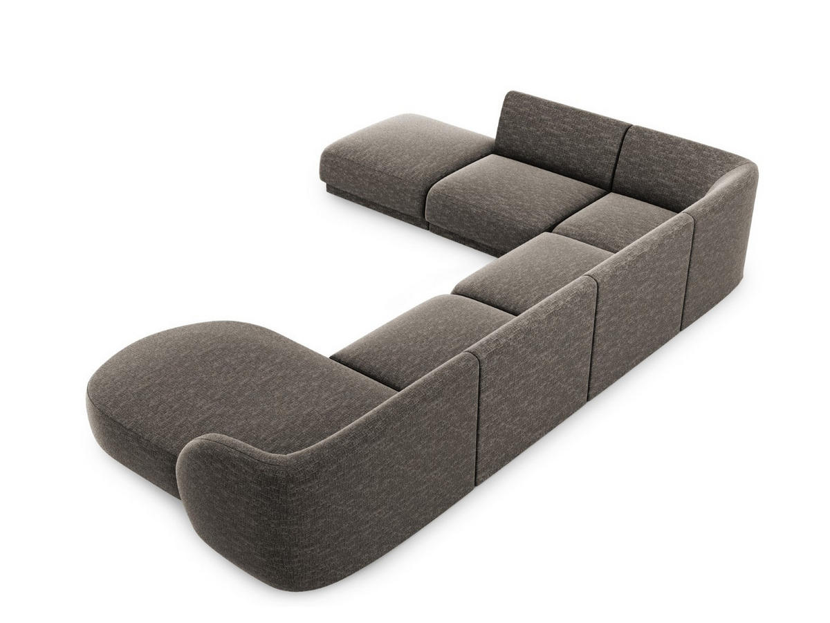 PANORAMASOFA links Miley aus Chenille-Stoff grau 6 Sitzplätze - Grau, Textil (255/70/330cm) - Micadoni