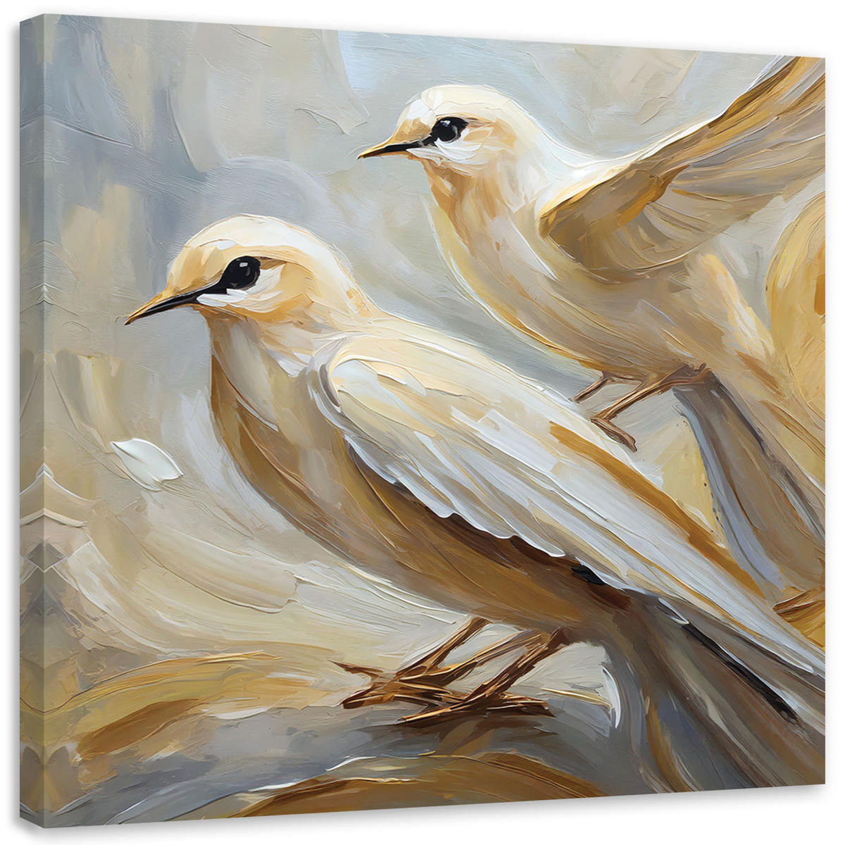 LEINWANDBILD Vögel wie gemalt - Beige, Textil (50/50cm) - Feeby