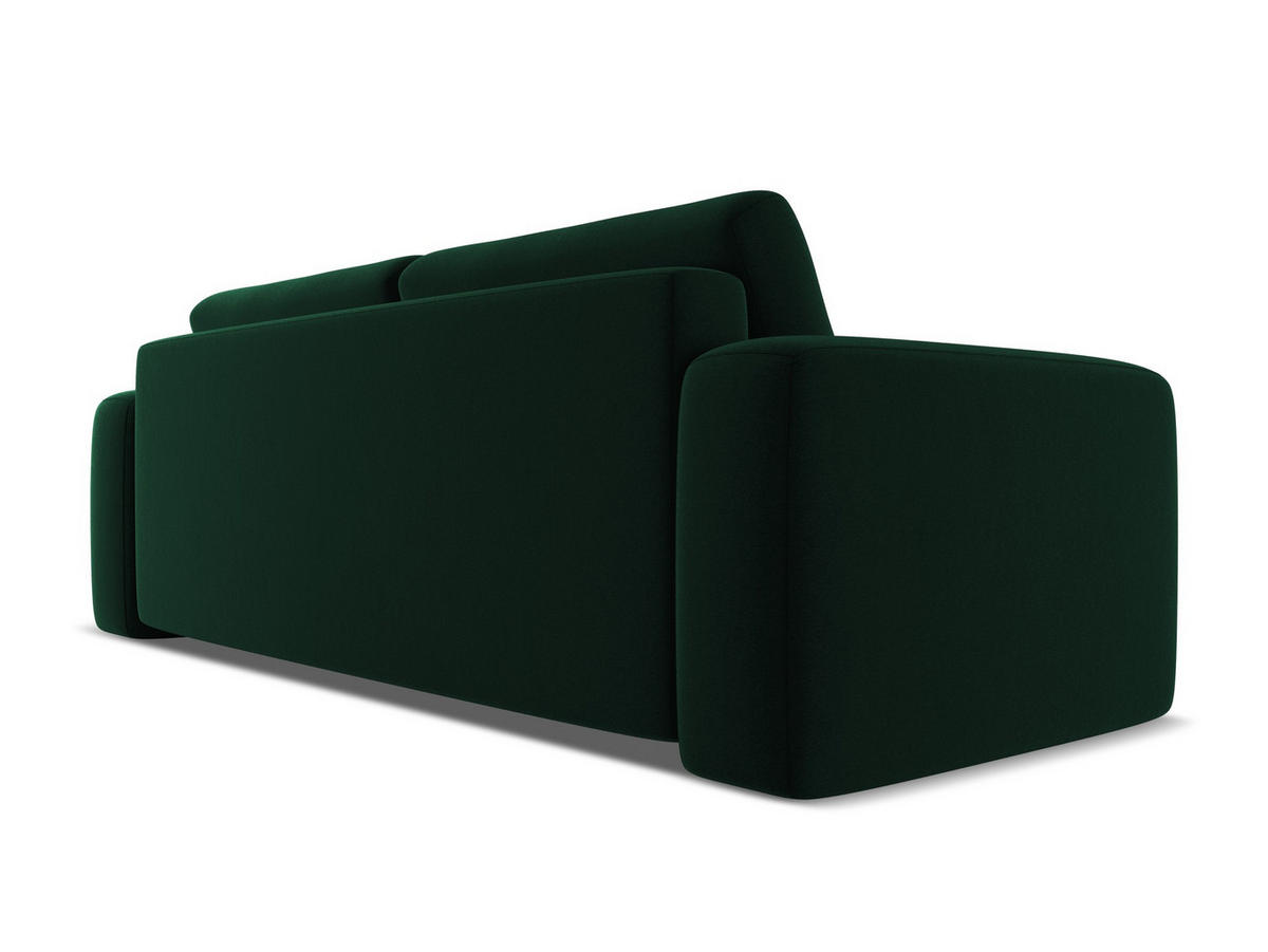 3-SITZER SOFA mit Schlaffunktion Samt Stoff Grün - Dunkelgrün/Schwarz, Kunststoff/Textil (242/91/100cm) - Makamii