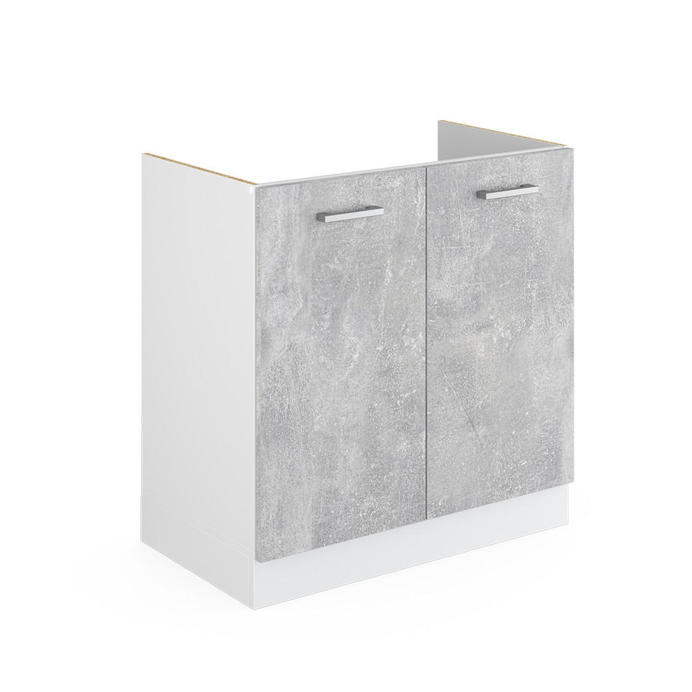 SPÜLENUNTERSCHRANK R-Line Beton 80 cm ohne AP - Schieferfarben/Hellgrau, Holzwerkstoff (80/81.6/46cm) - Vicco