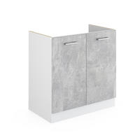 SPÜLENUNTERSCHRANK R-Line Beton 80 cm ohne AP - Schieferfarben/Hellgrau, Holzwerkstoff (80/81.6/46cm) - Vicco
