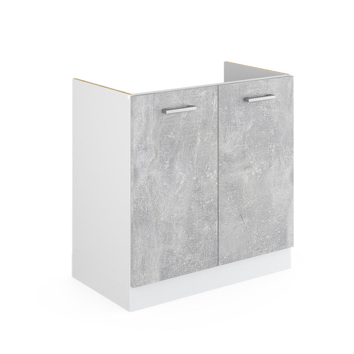 SPÜLENUNTERSCHRANK R-Line Beton 80 cm ohne AP - Schieferfarben/Hellgrau, Holzwerkstoff (80/81.6/46cm) - Vicco