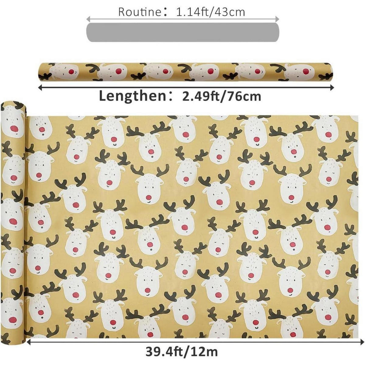 GESCHENKPAPIERROLLE Elch Design 76 cm x 12 m - Multicolor, Papier (76/1/1200cm)