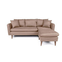 ECKSOFA kompakt, Gesamtbreite 215 cm, perfekt für kleine Räume - Nussbaumfarben/Braun, Holz/Textil (145/215cm) - myHomelando