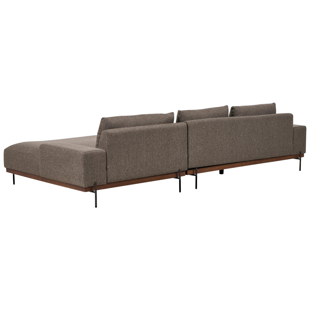 3-SITZER-ECKSOFA braun rechtsseitig Mariferd - Dunkelbraun/Schwarz, Textil (316/146cm) - Beliani