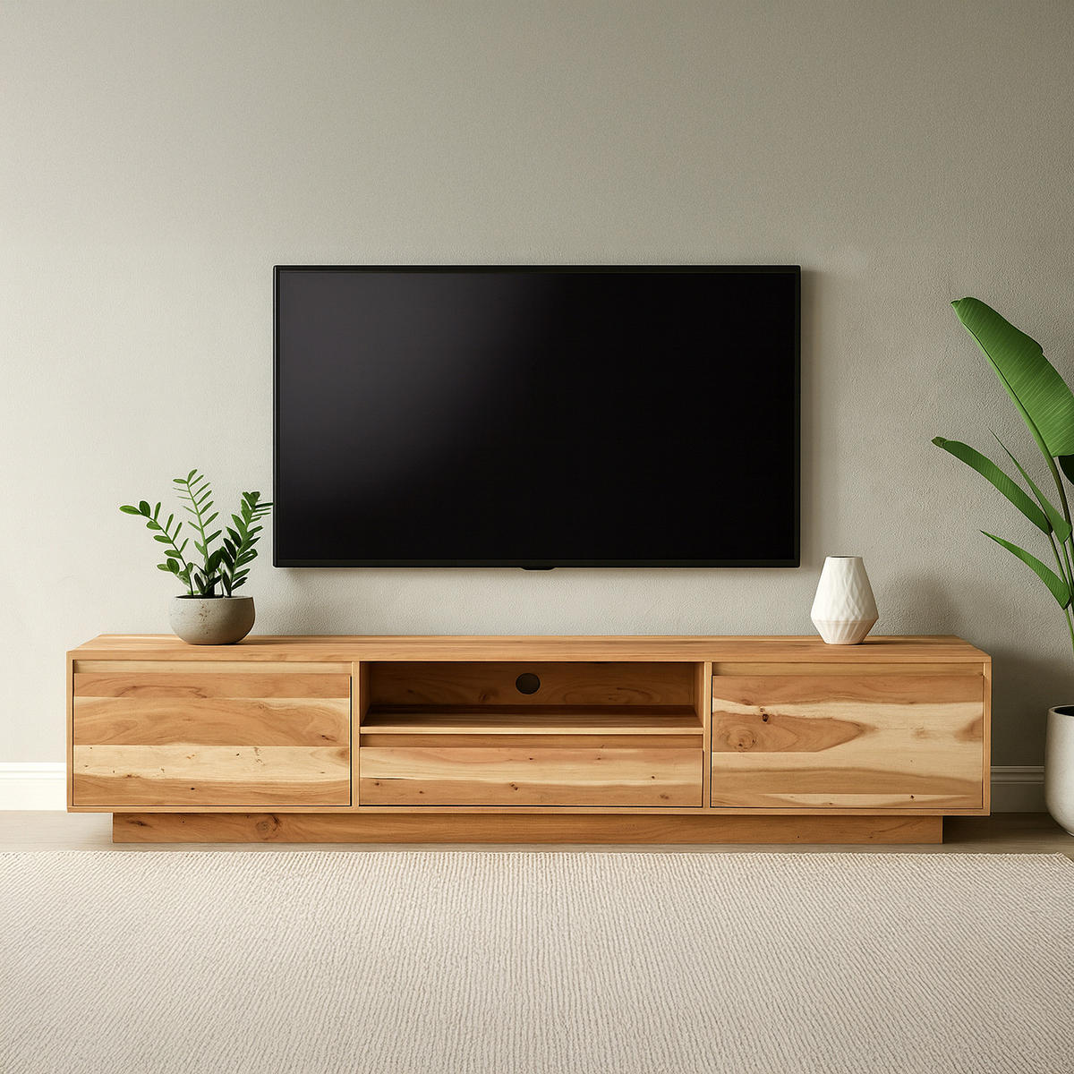 MASSIVES TV-LOWBOARD - Akazie Hell - Akaziefarben, Holz (190/43/40cm) - home24