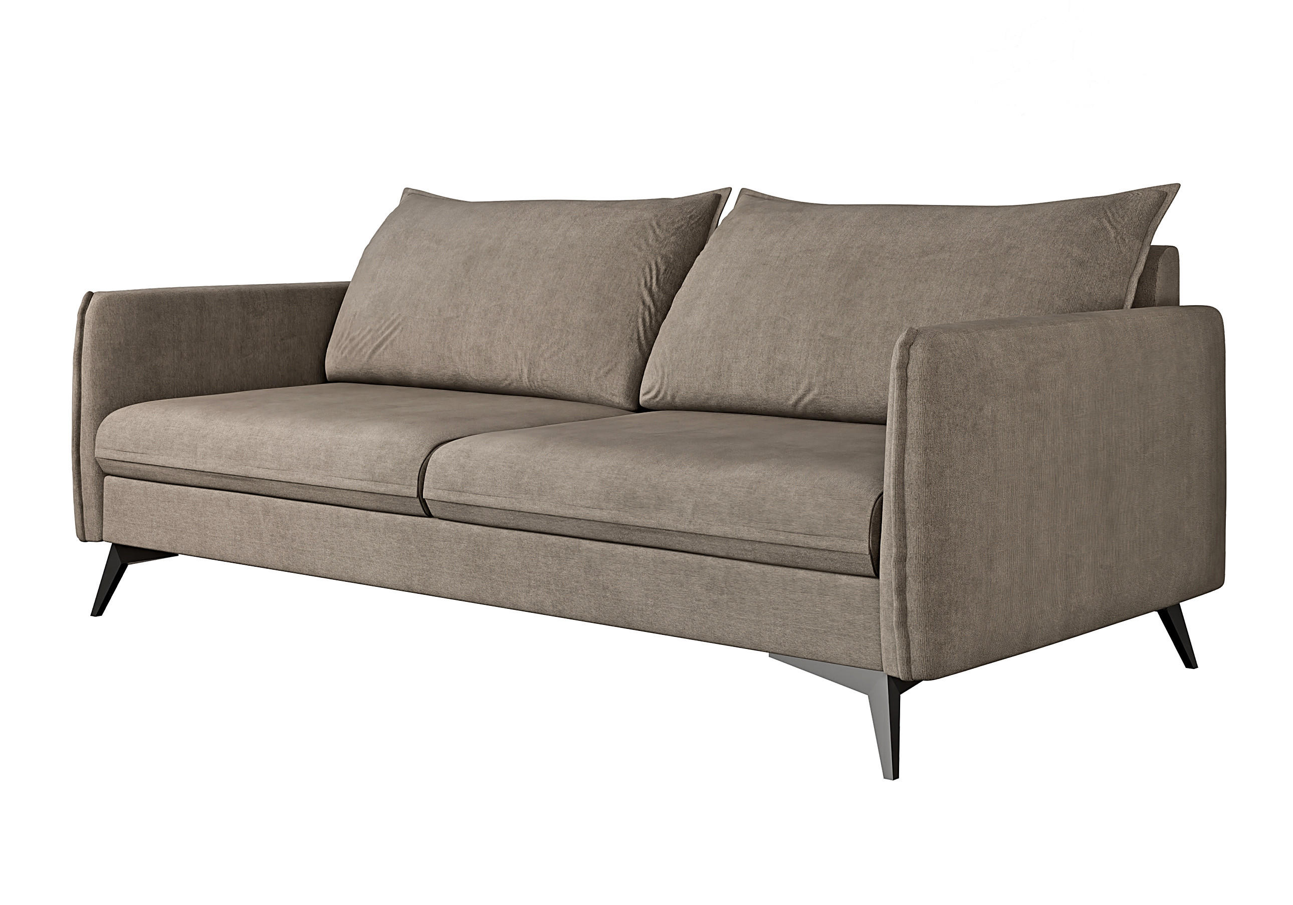 3-SITZER-SOFA Pulse Dunkelbeige Luxusmicrofaser - Beige/Schwarz, Holz/Textil (199/86/91cm) - S-Style Möbel