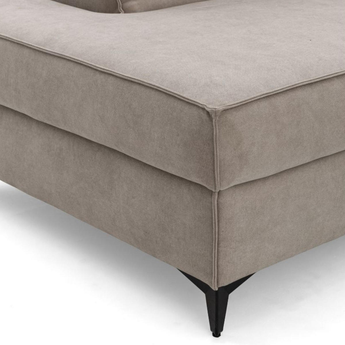 ECKSOFA PURE U Links mit Schlaffunktion 127x270 Velours Creme - Creme/Schwarz, Holz/Textil (340/204cm) - Muffo