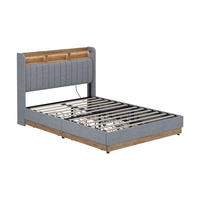 POLSTERBETT Nura Grau 140x200 cm mit 4 Schubladen - Eichefarben/Grau, Holzwerkstoff - VitaliSpa