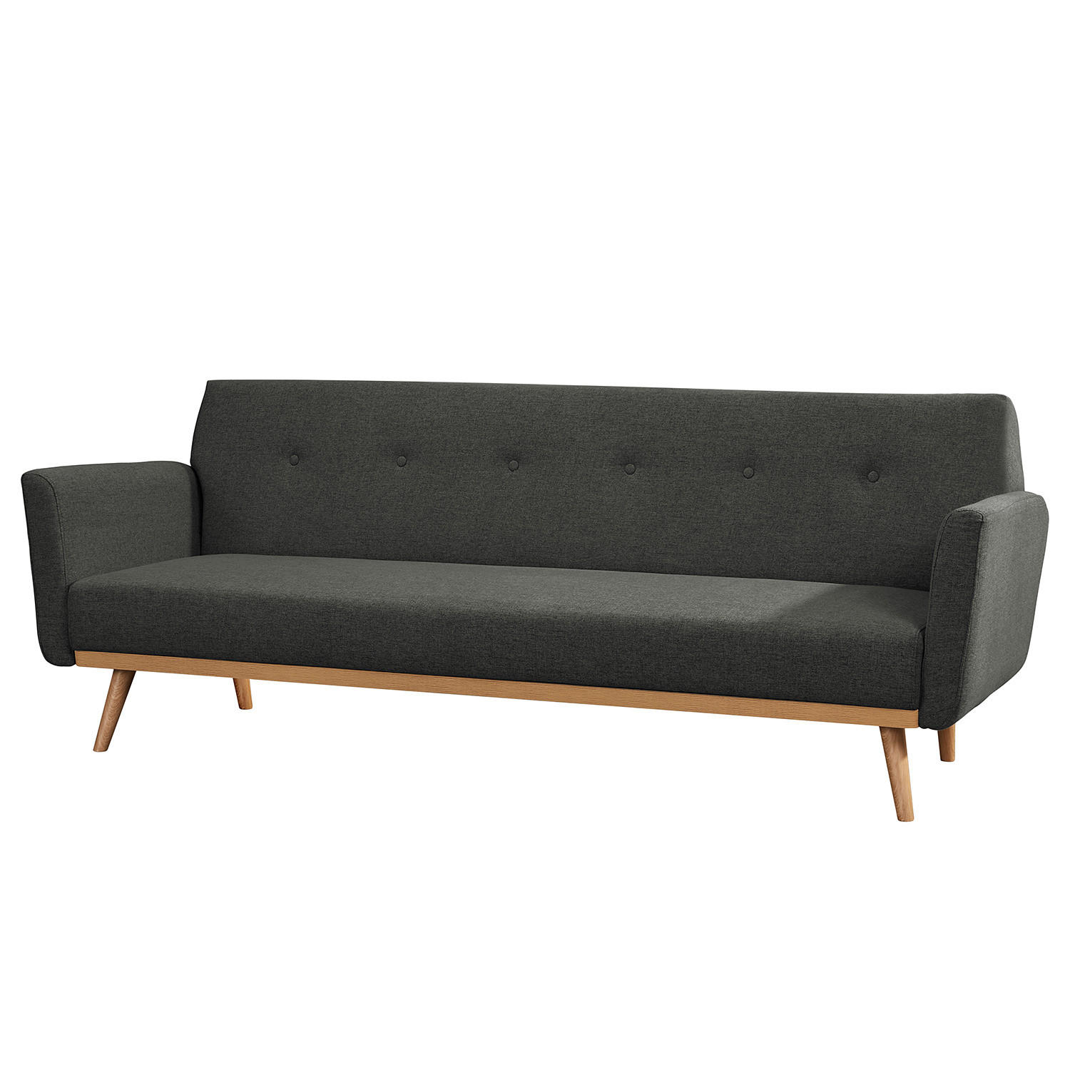 SCHLAFSOFA - Anthrazit, Holz/Birkenholz (212/79/85cm) - home24