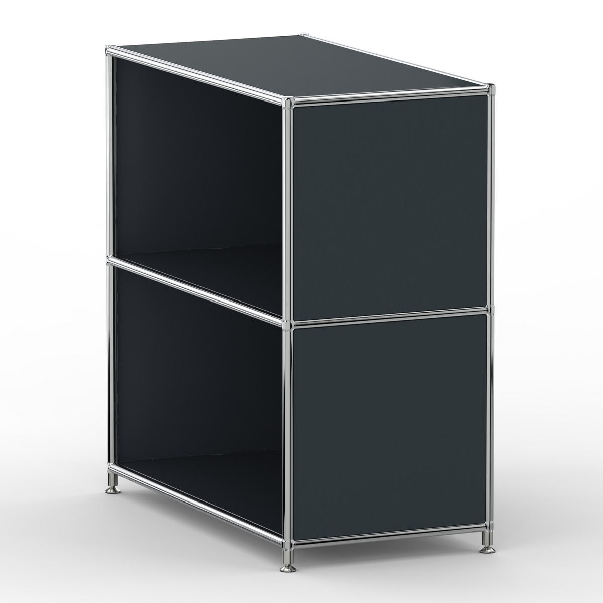 AKTENSCHRANK Büro, 2 offene Fächer, Breite 77 cm, Anthrazitgrau - Chromfarben/Grau, Metall (40/80.5/77.2cm) - Versee