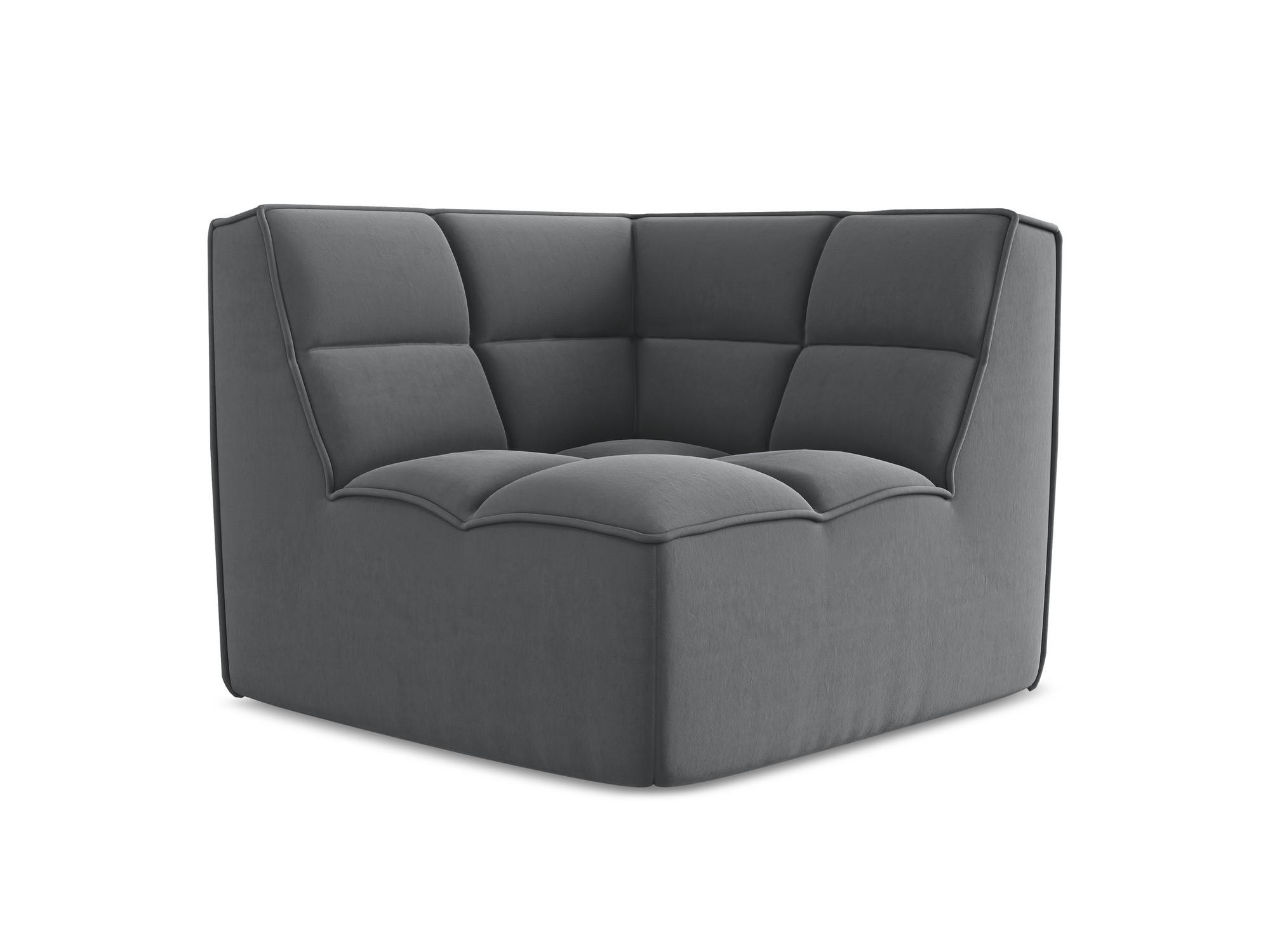 SOFAELEMENT Samt Stoff Grau - Dunkelgrau/Schwarz, Kunststoff/Textil (98/75/98cm) - Makamii
