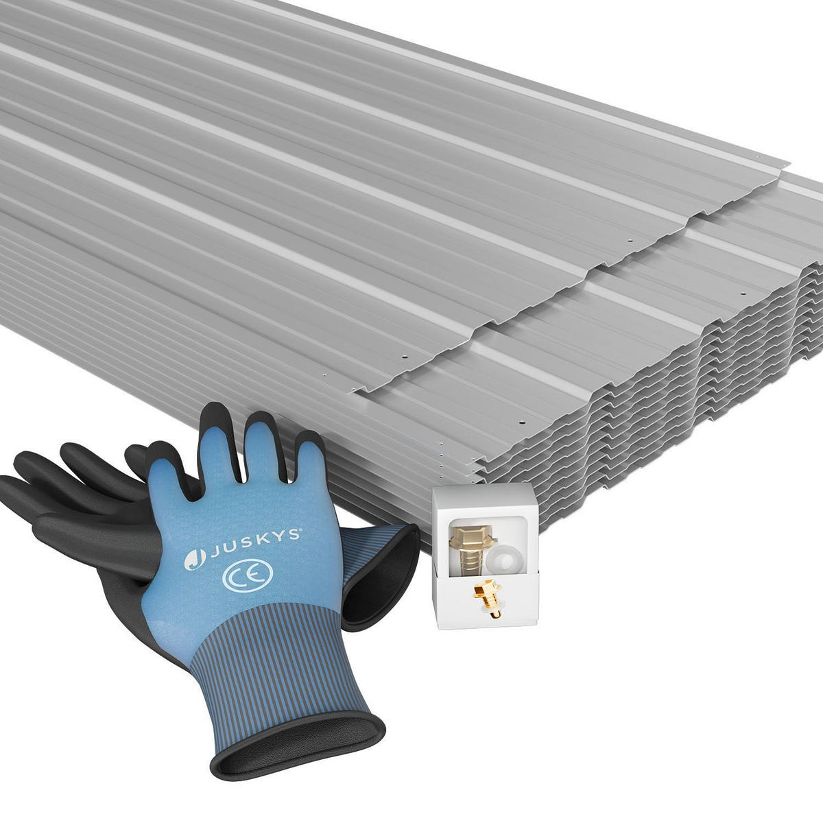 PROFILBLECH Grau 129x45 cm 12er-Set - Grau, Metall (45/129cm) - Juskys