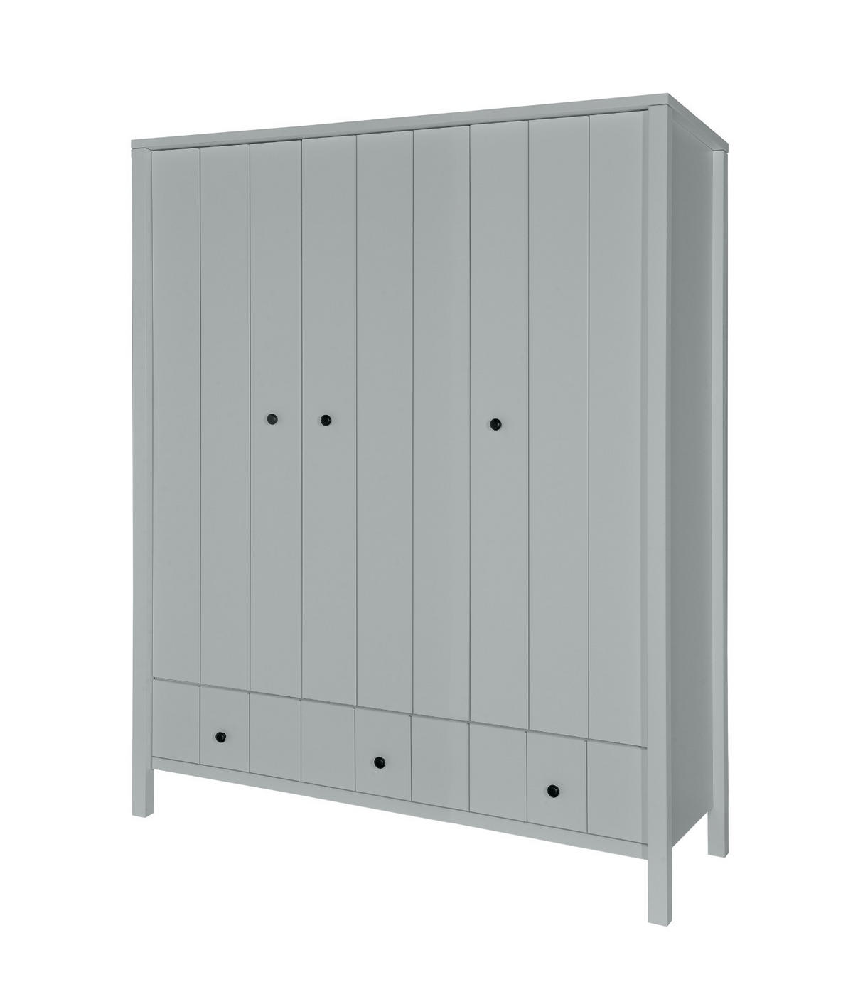 KINDERKLEIDERSCHRANK Allpin_3, 3-türig – ideal für das Kinderzimmer - Grau, Holzwerkstoff (148.5/190/55cm) - RAUMHIRSCH FURNITURE