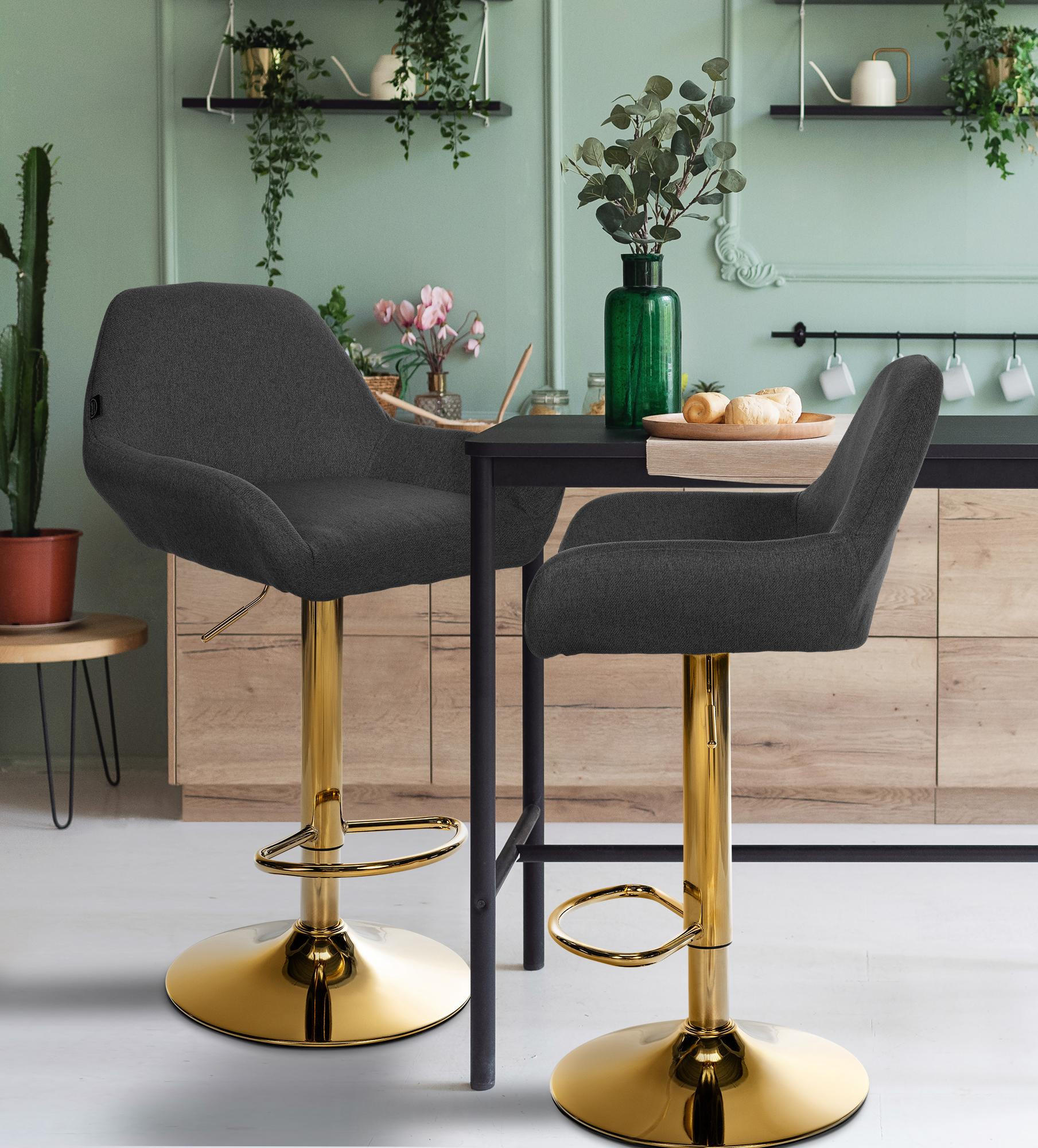 BARHOCKER Stoff schwarz - Goldfarben/Schwarz, Textil/Metall (51/89/52cm) - CLP