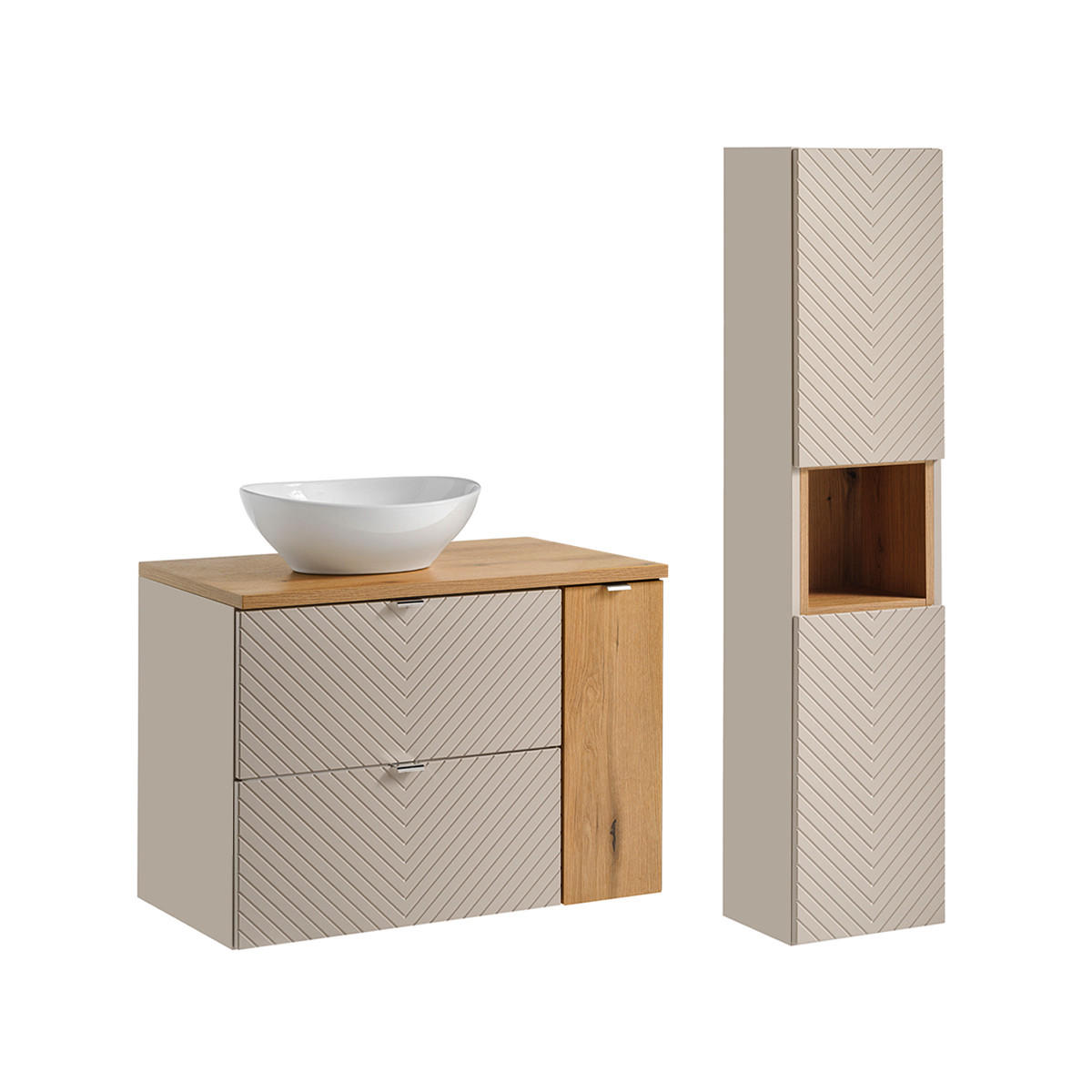 BADMÖBEL 80.4cm Manoa 2er-Set Kaschmir - Beige, Holzwerkstoff (80.4/59/40cm) - Petits-meubles