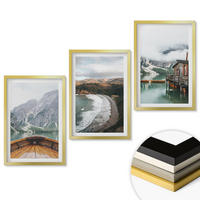 WANDBILDER 3er Set - 40x60 cm Goldrahmen - Berge, See, Boot, Strand, Landschaft - Goldfarben, Kunststoff (40/60cm) - ArtPrintCave