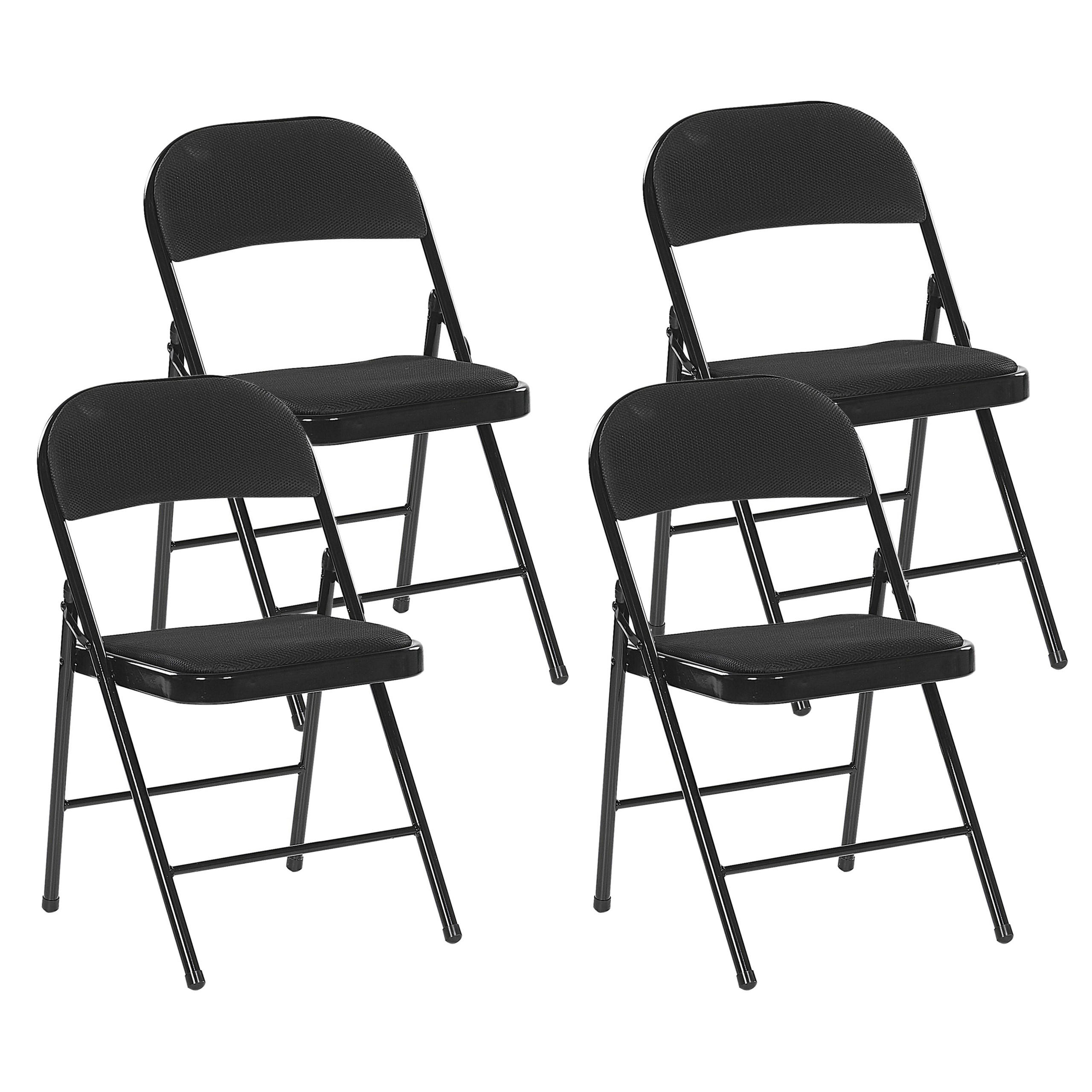 KLAPPSTUHL 4er-Set Metall Schwarz Sparks - Schwarz, Kunststoff/Textil (45/77/47cm) - Beliani