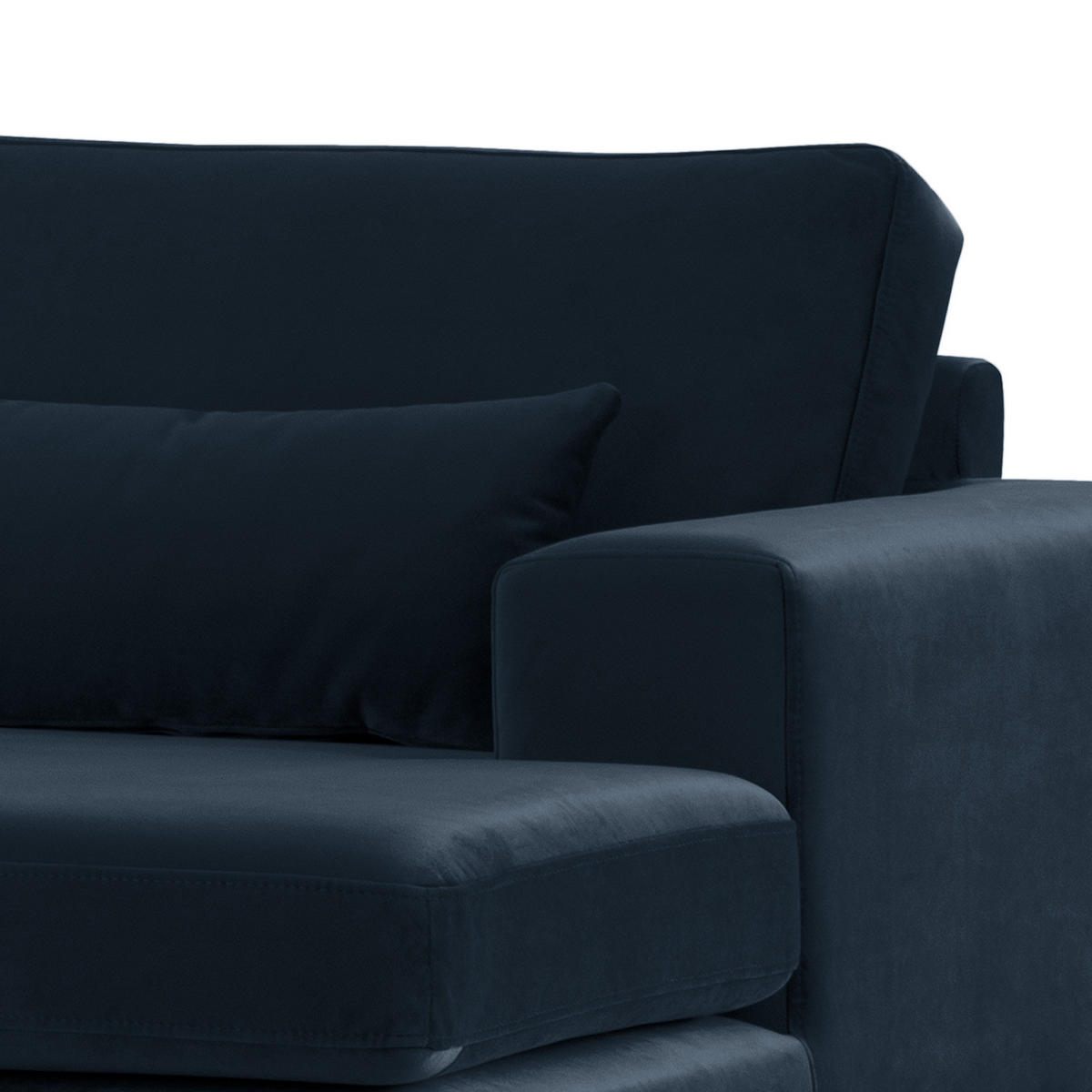 WOHNLANDSCHAFT mit Longchair - Buchefarben/Dunkelblau, Textil (371/81/219cm) - home24