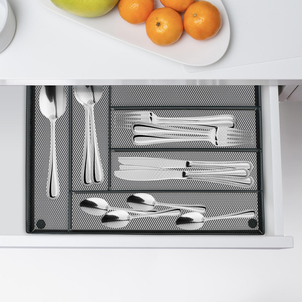 BESTECKKASTEN - Anthrazit, Metall (28.5/5/40.5cm) - Relaxdays