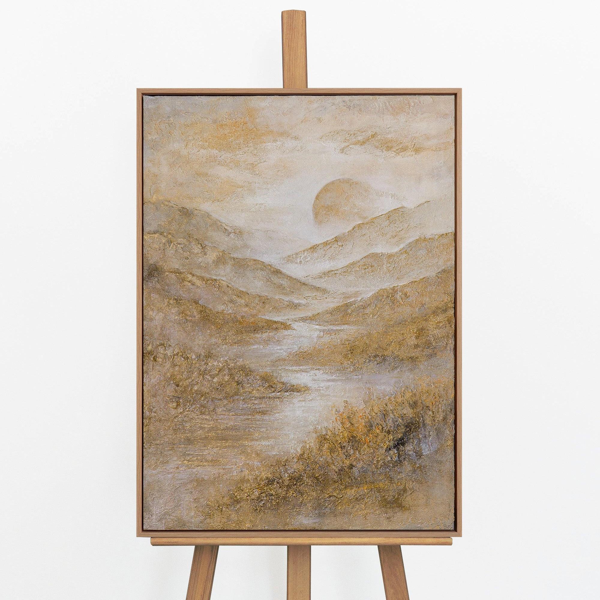 GEMÄLDE Goldenes Tal Schattenfugenrahmen Eichefarben 70x50 cm - Eichefarben, Holz (70/50cm) - YS-art gallery