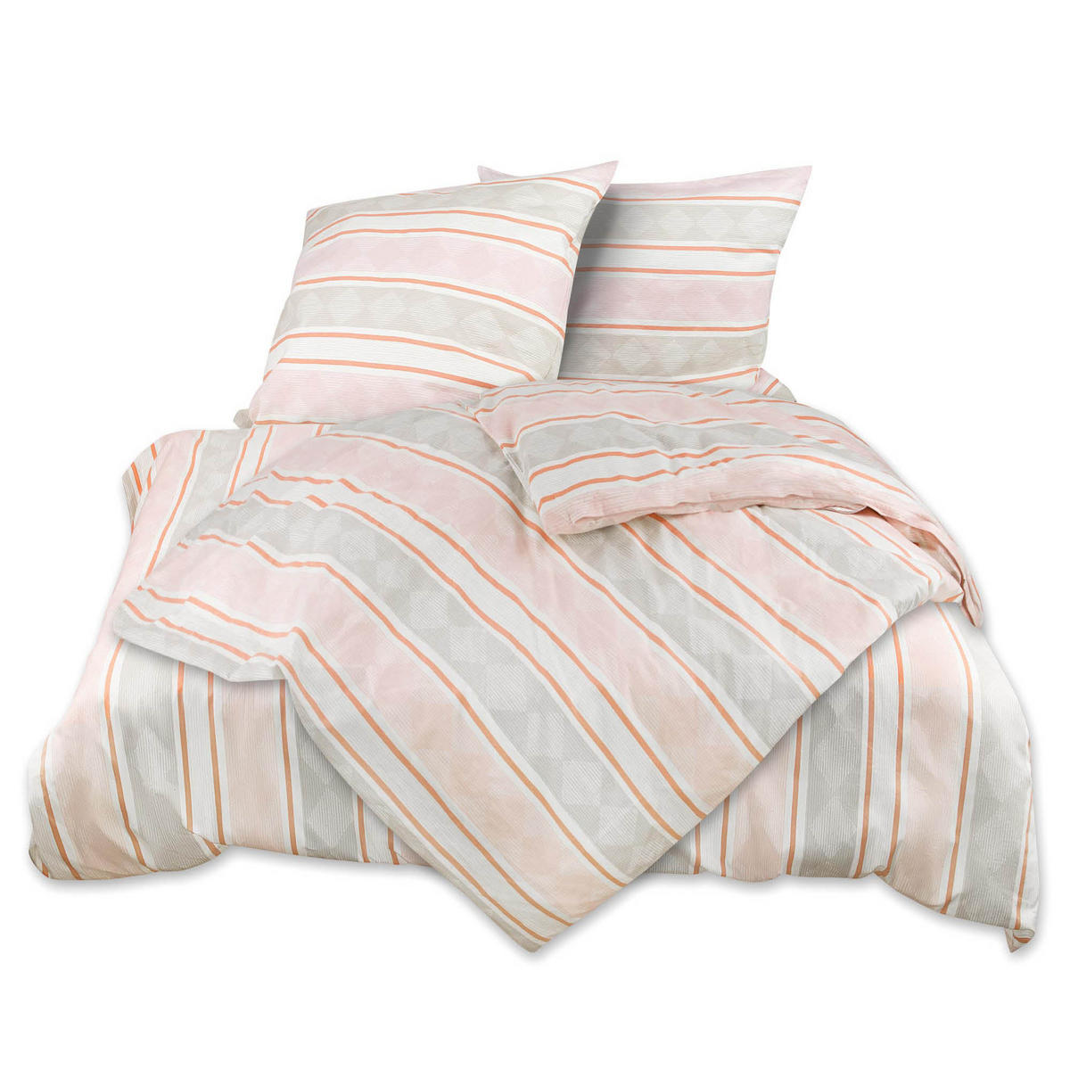 BETTWÄSCHE Viola Biber 135x200cm Coral 4tlg - Rosa, Textil (135/200cm)