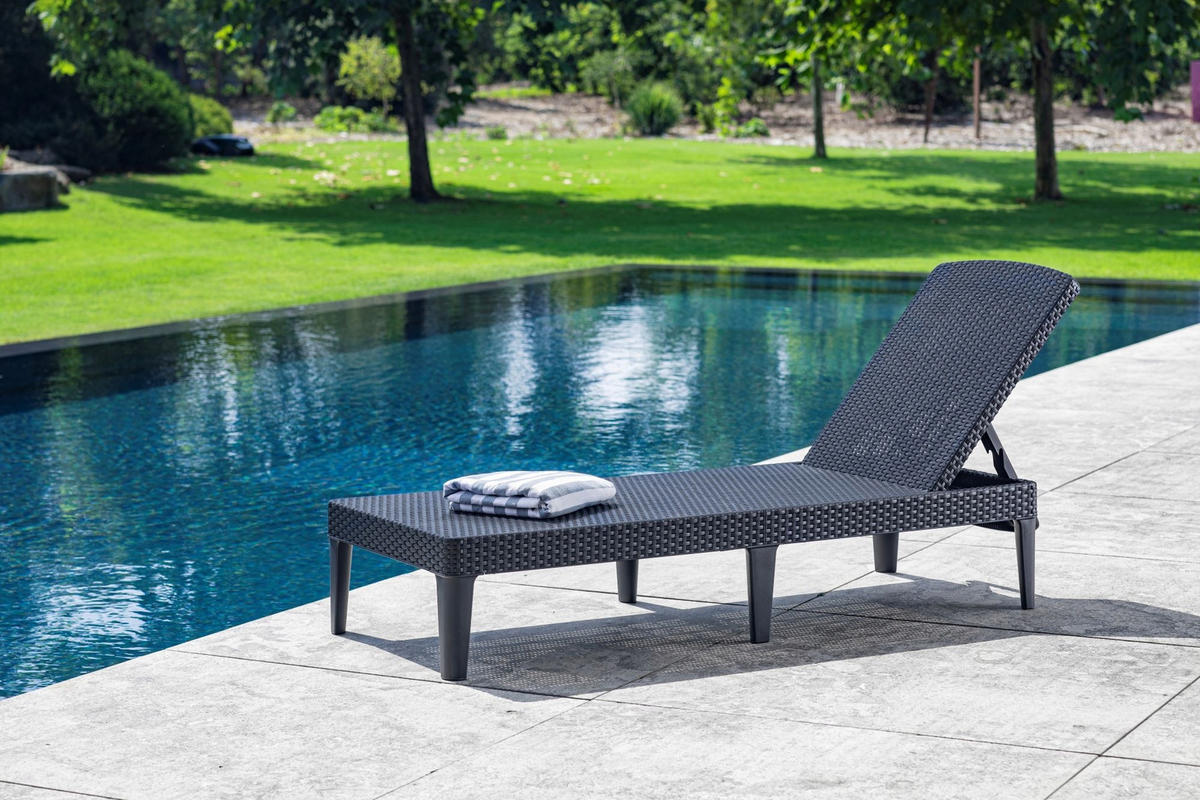 GARTENLIEGESTUHL 58 x 151 cm, Graphit - Graphitfarben, Kunststoff (58/29/151cm) - KADAX