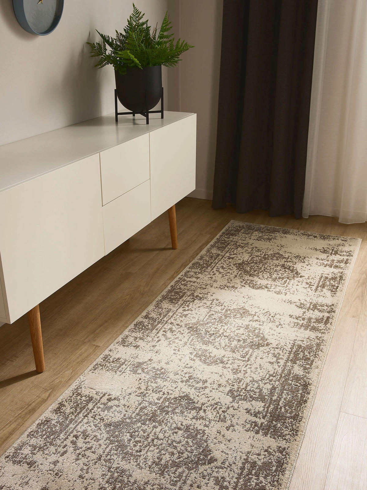 VINTAGE-LÄUFER Suki 80/240 cm - Creme/Braun, Kunststoff (80/240cm) - benuta