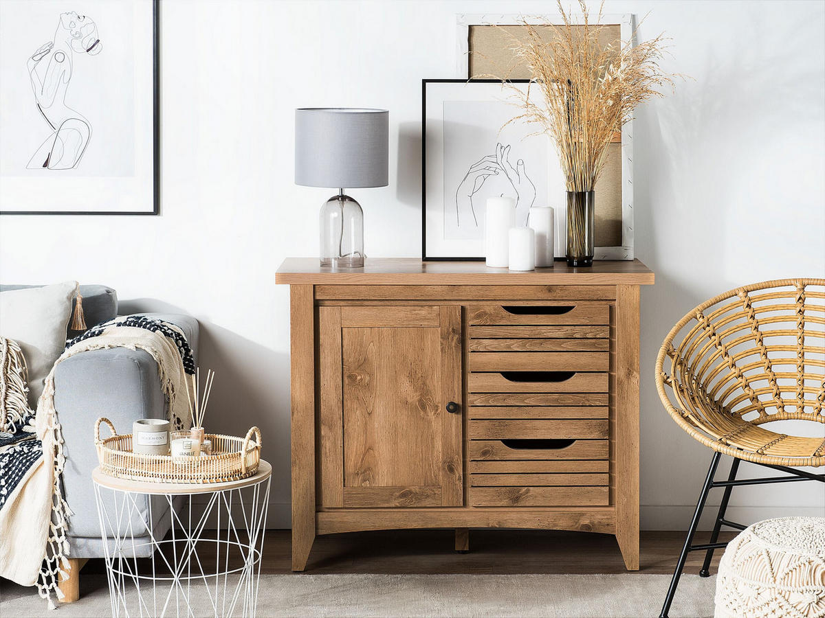 SIDEBOARD se 2 dveřmi Hnědý Agora - hnědá, kompozitní dřevo (99/80/43cm) - Beliani