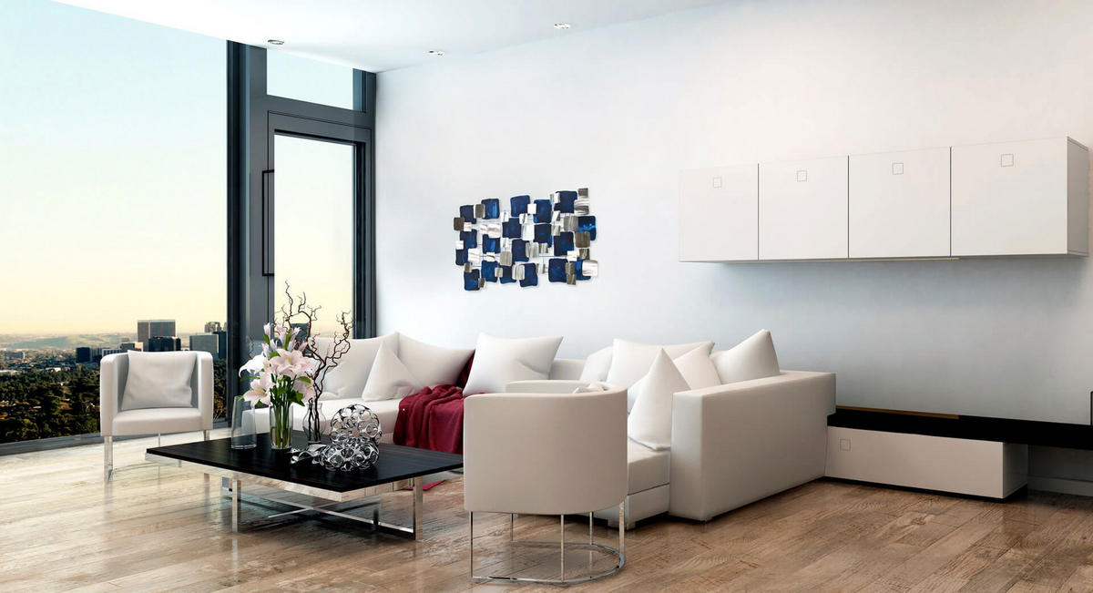 WANDDEKO Blau 117/65 cm - Blau/Weiß, Metall (4/65/6cm) - KUNSTLOFT
