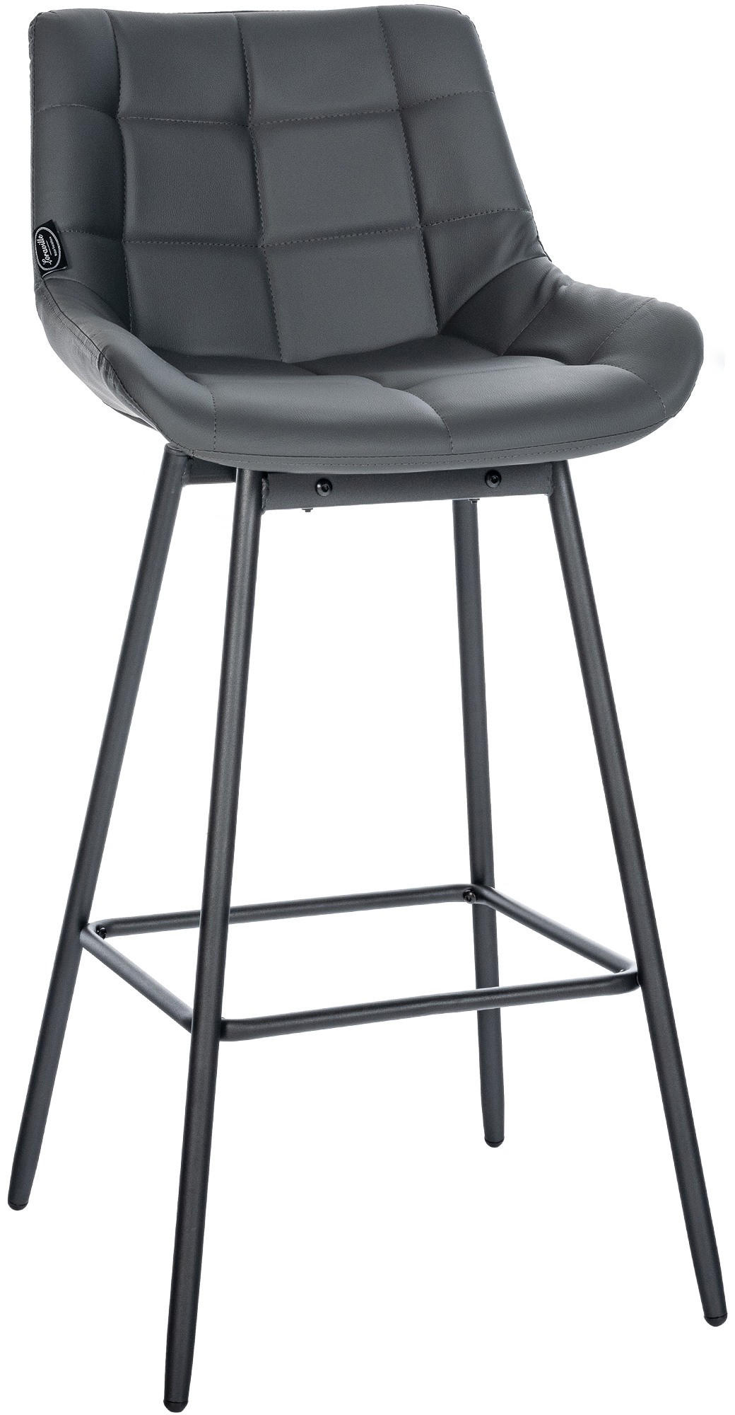 BARHOCKER Lederlook grau - Schwarz/Grau, Textil/Metall (49/105/56cm) - CLP