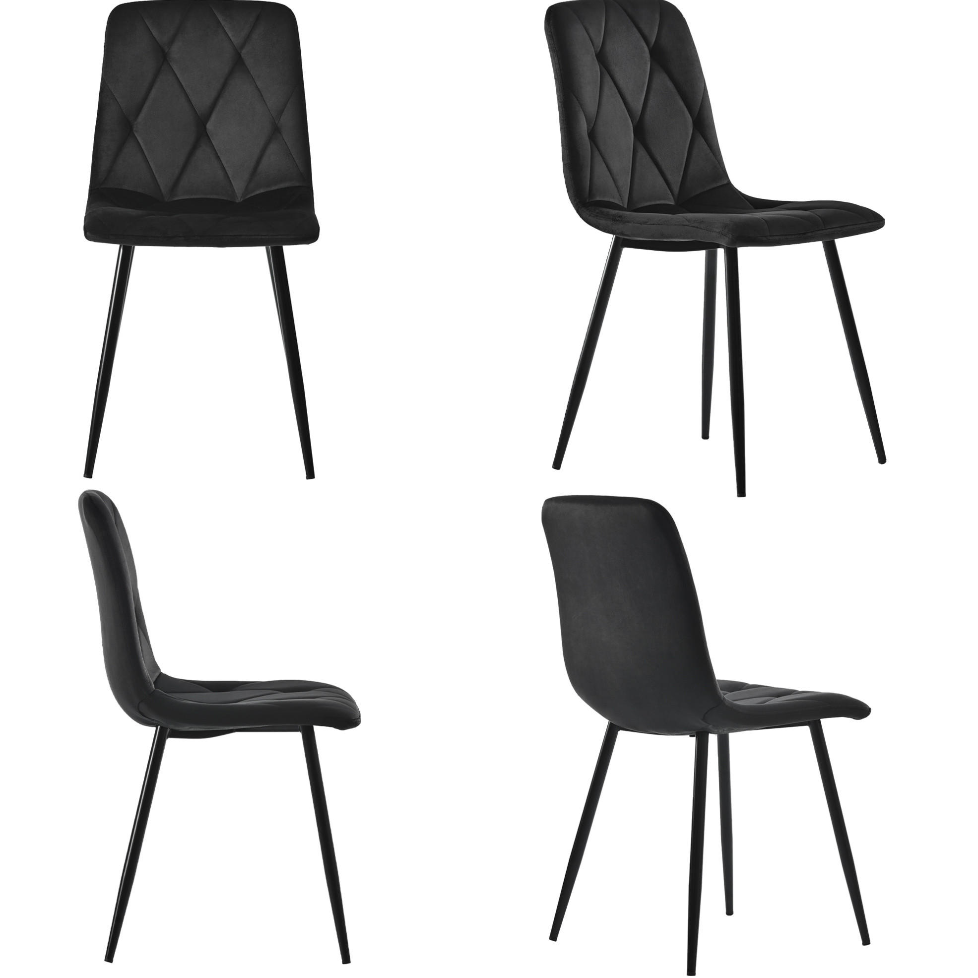 ESSZIMMERSTUHL 4er-Set mit Rückenlehne Samt Schwarz - Schwarz, Metall (40/86/45cm) - Meubliv