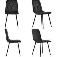 ESSZIMMERSTUHL 4er-Set mit Rückenlehne Samt Schwarz - Schwarz, Metall (40/86/45cm) - Meubliv