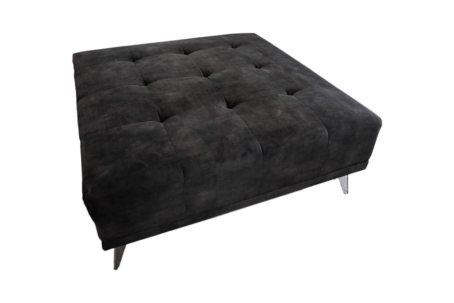 HOCKER WIOLO Anthrazit Velvet - Anthrazit/Silberfarben, Textil (110/42/110cm) - KAWOLA