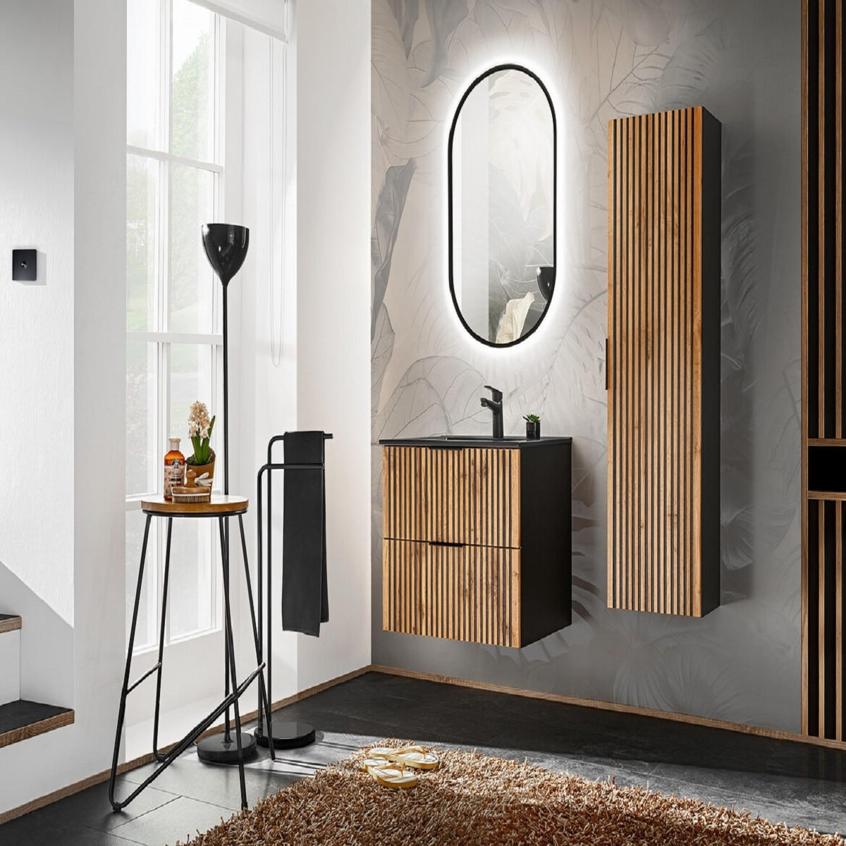 Milaros Markt Badmöbel-Set Eiche Wotan 60x140x46 cm