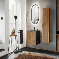 BADMÖBEL-SET 5 Teile - Xilo X BM07 in Wotan Oak/Gray Rock - Eiche Wotan/Schwarz, Holz/Metall (60/140/46cm)