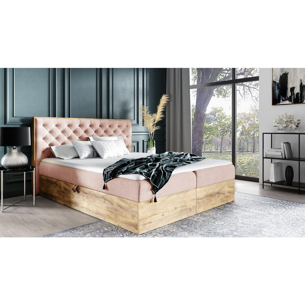 Thumbnail - Fun Möbel Boxbett, Rosa, Textil, 120x200 cm, Schlafzimmer, Betten, Boxspringbetten
