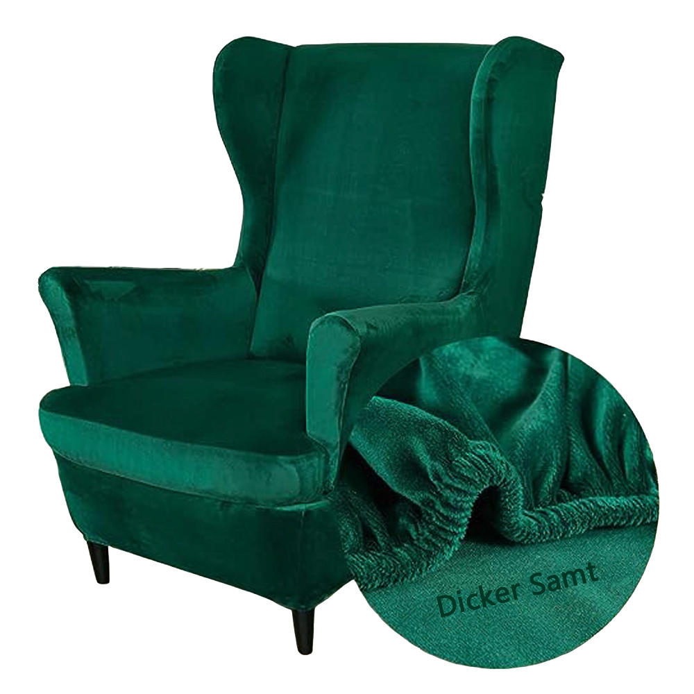 OHRENSESSEL ÜBERZUG Einfarbig Samt 2-Teilig - Dunkelgrün, Textil (92/80cm) - Kaket