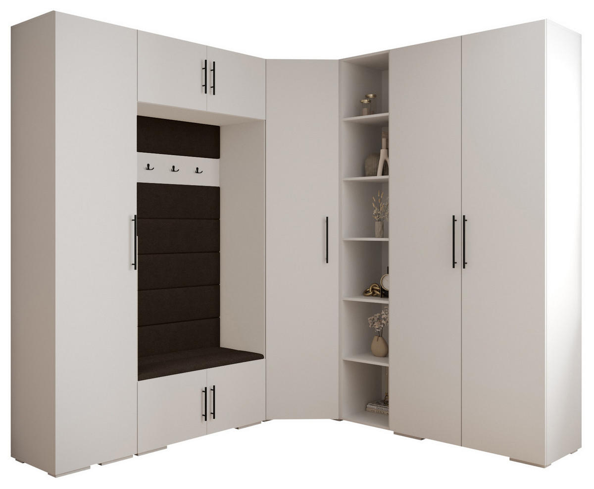 GARDEROBEN-SET 236,7/231,7/47 - Dunkelbraun/Schwarz, Holz/Kunststoff (181.7/236.7/47cm) - Abiks Möbel