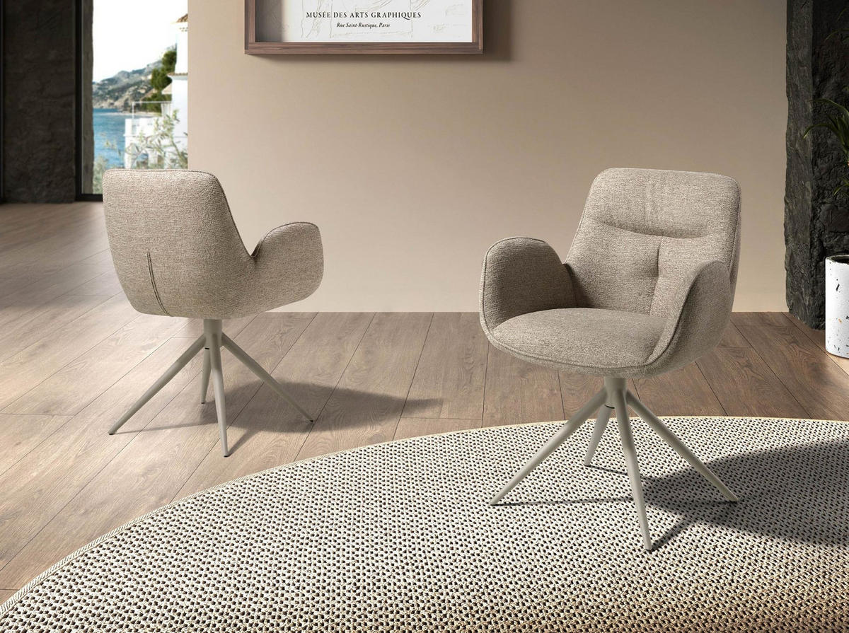 STUHL aus Stoff 61/63/84 cm - Beige/Sahara, Textil/Metall (61/84/63cm) - ANGEL CERDA