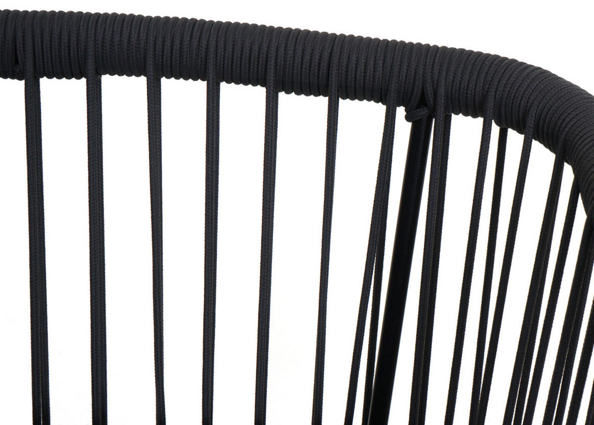 GARTENSTUHL 2er-Set HxBxT 92x51x53cm Sitzhöhe 76cm Seilgeflecht Metall Anthrazit Kissen Taupe - Anthrazit, Metall (51/92/53cm) - PROREGAL